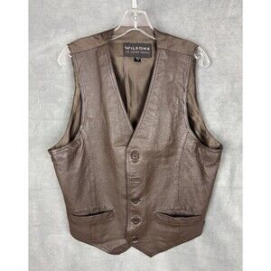 Vintage Wilsons Leather Vest Mens Large Dark Brown Western Cowboy Rodeo Biker